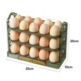 thumbnail image 3 of Contenedor de almacenamiento de huevos de 3 niveles para refrigerador, organizador de huevos, bandejas para huevos con asa 01-Verde, 3 of 3