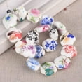 thumbnail image 3 of U8MO 10pcs 15mm Flower Shape Floral Patterns Ceramic Porcelain Loose Craft Beads-14# Purple Blue, 3 of 4