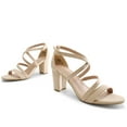 thumbnail image 5 of BURUDANI Women's Ankle Strap Dress Pump Low Chunky Heel Sandals NUDE/SUEDE Size 9.5, 5 of 8