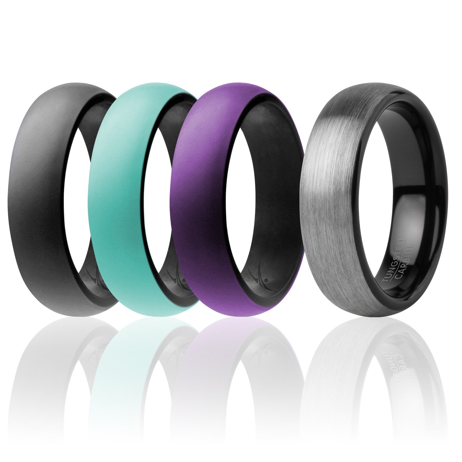 4 Pack - ROQ Silicone Women wedding bands - STACKABLE