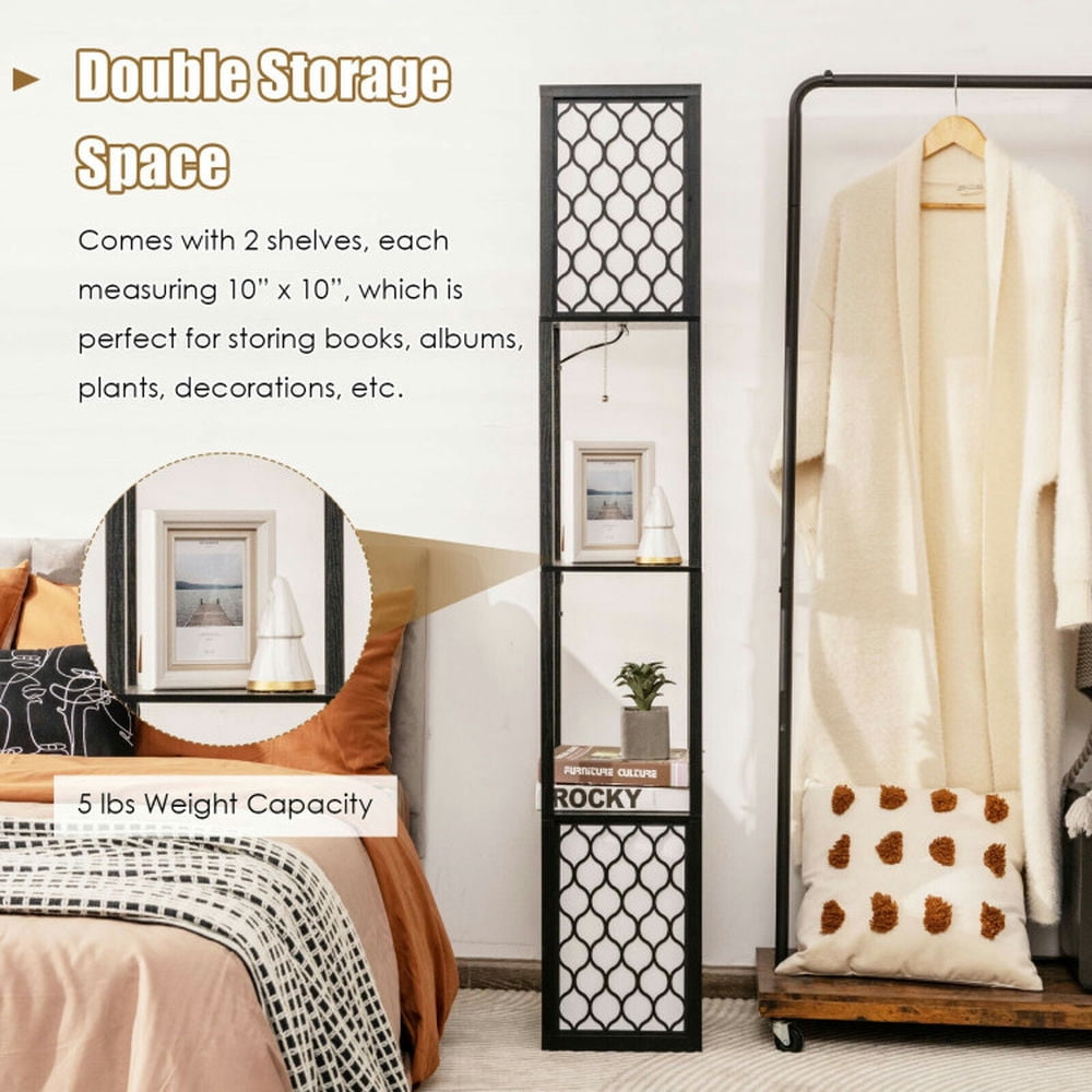 YYAo Lamp, Floor Lamp for Living Room, Modern Shelf Freestanding Floor Lamp with Double Lamp Pull Chain and Foot Switch