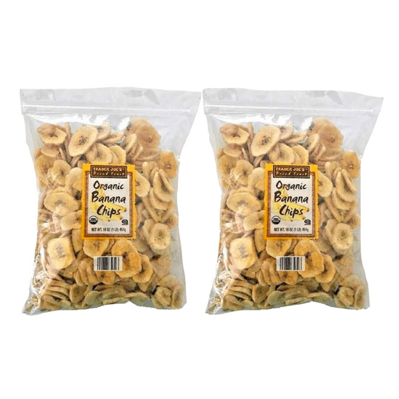 Trader Joes Dried Fruit Organic Banana Chips 16oz/1 lb - 2 PACK