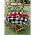 thumbnail image 3 of Outdoor Tablecloth with Umbrella Hole and Zipper, Valentine's Day Round Table Cloth 60 Inch Waterproof Tablecloth, Red Rose Flowers Buffalo Plaid Romantic Picnic Table Cover for Patio Camping, 3 of 7