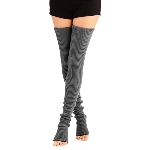 Compression Socks for Women Cropper Support Opaque Soft Closed Toe Winter Fashion Thigh High Stockings Dark Gray