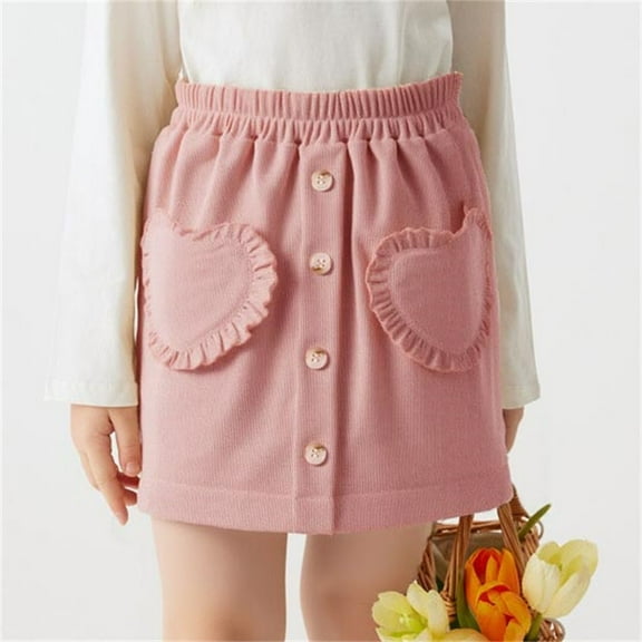 YUSIM Toddler Girls Knit Cotton Skirts- Soft Elastic Waist Cute Casual Kids Mini Skirts Pink Size 1-6 T