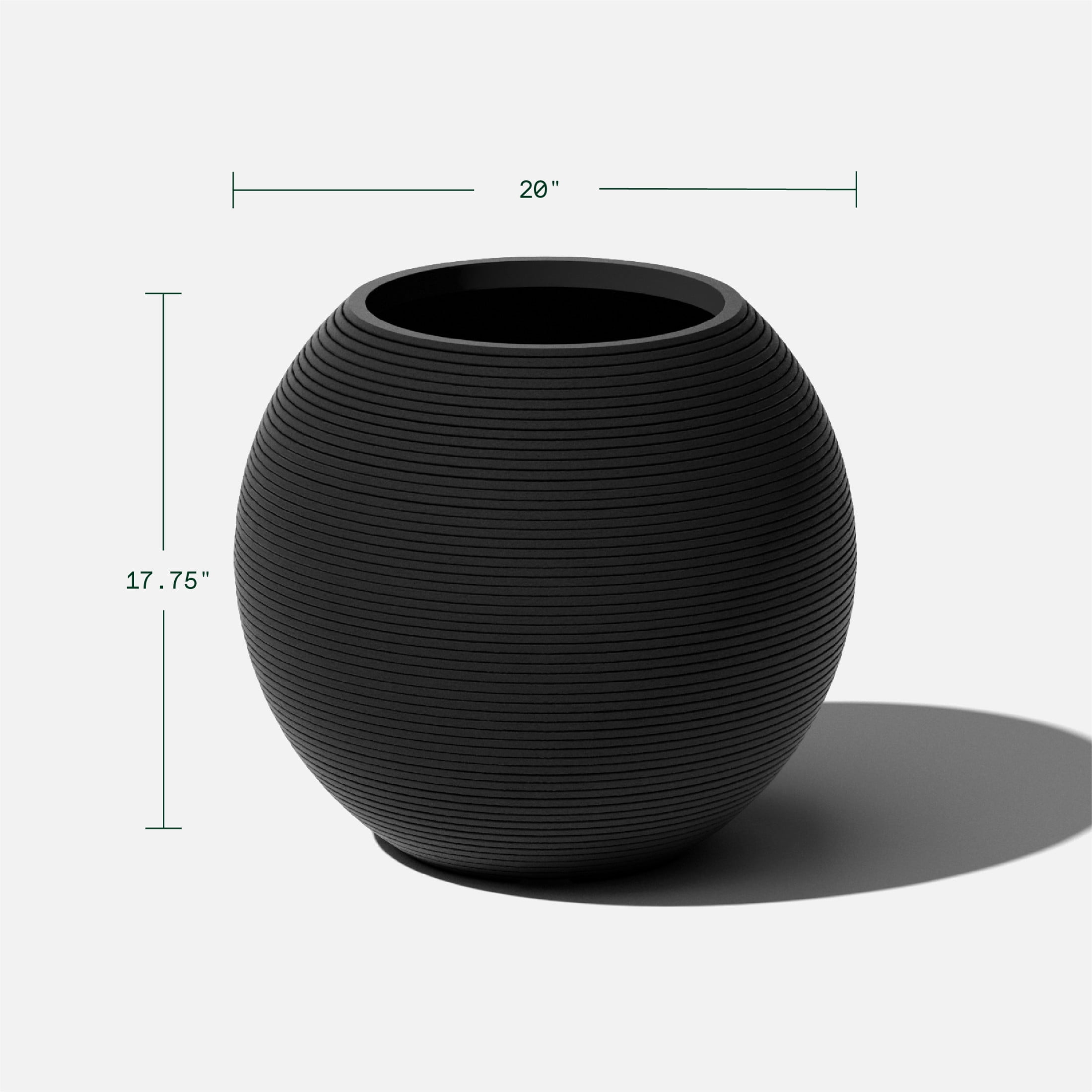 Veradek Strata Series Sphere Plastic-Stone Round Planter - Black
