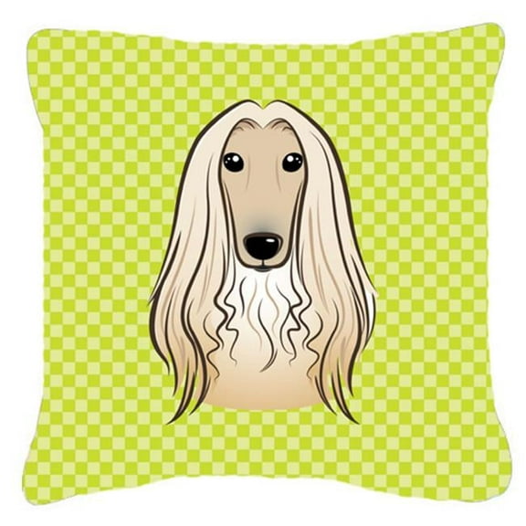 Carolines Treasures Checkerboard Lime Green Afghan Hound Canvas Fabric Decorative Pillow 18H x18W multicolor