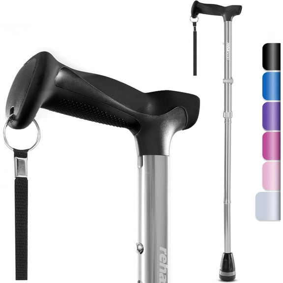Walking Cane, Folding, Adjustable, Lightweight, Walking Canes for Men & Women, Soft Ergonomic Handle, Heavy Duty All Terrain Tip, Walking Sticks for Seniors & Adults with Travel Bag