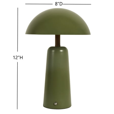 BETTER HOMES & GARDENS 12″ GREEN DOME RECHARGEABLE LED PORTABLE LAMP WITH DIMMABLE TOUCH SENSOR