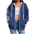 thumbnail image 2 of Zpanxa Women's Full Zip Hooded Jacket Long Sleeve Printed Pullover Sweatshirt Thermal Lined Winter Outerwear with Pockets, 2 of 6