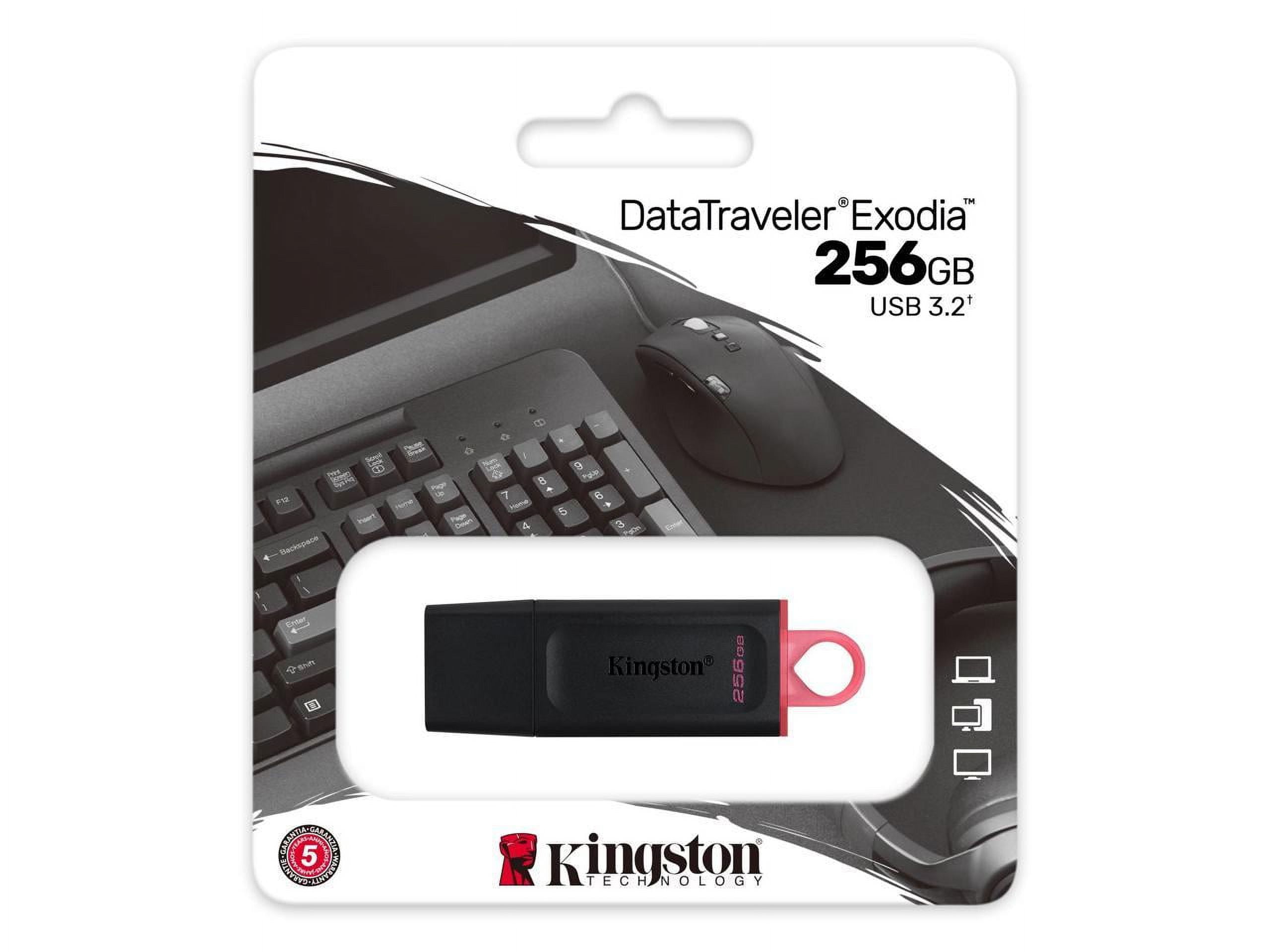 Kingston DataTraveler Exodia 256GB USB 3.2 (Gen 1) Flash Drive - 256 GB - USB 3.2 (Gen 1) - Black, Pink - 5 Year Warranty