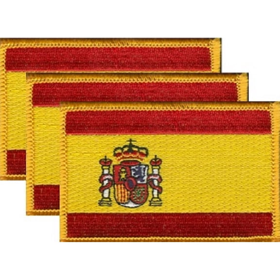 Spain Flag Patch, Embroidered Iron On or Sew On, Measures 3.50" x 2.25"