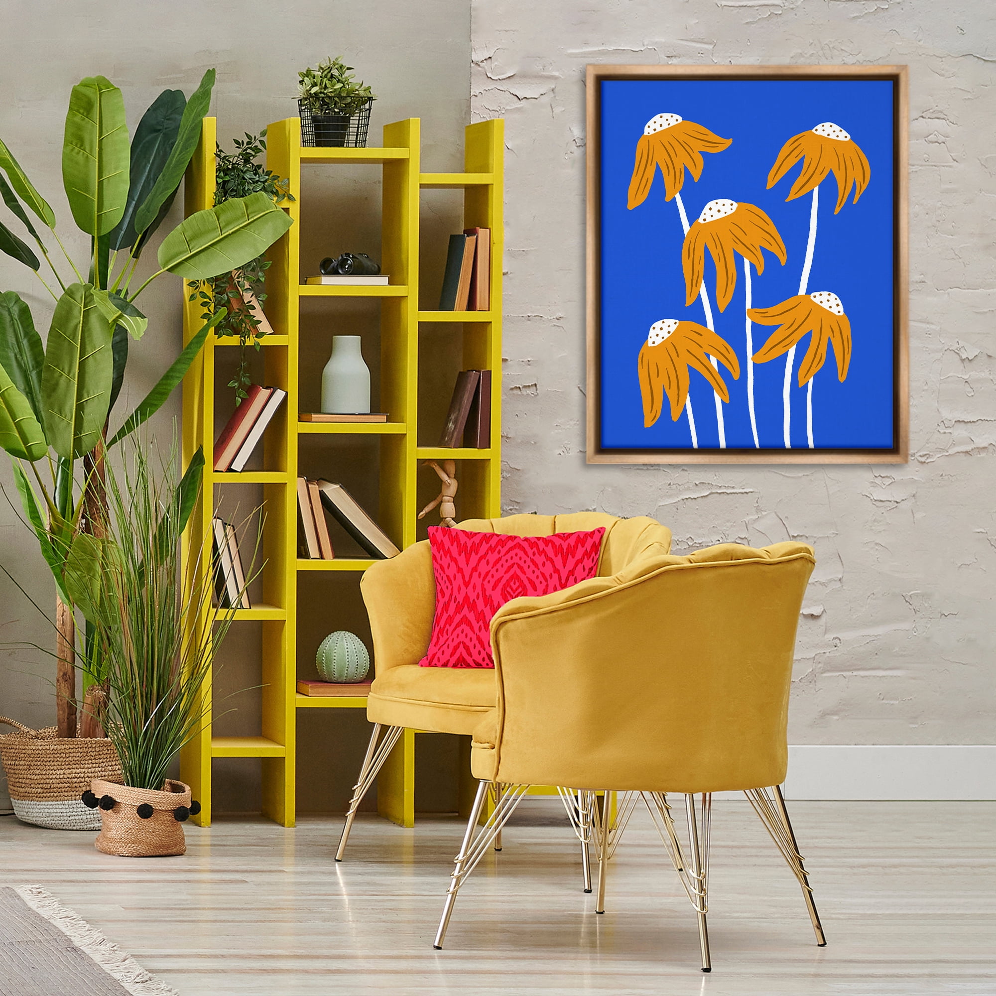 Stupell Industries Dried Sunflower Blooms Plants & Flowers Painting Brown Floater Framed Canvas Art Print Wall Art, 25 x 31