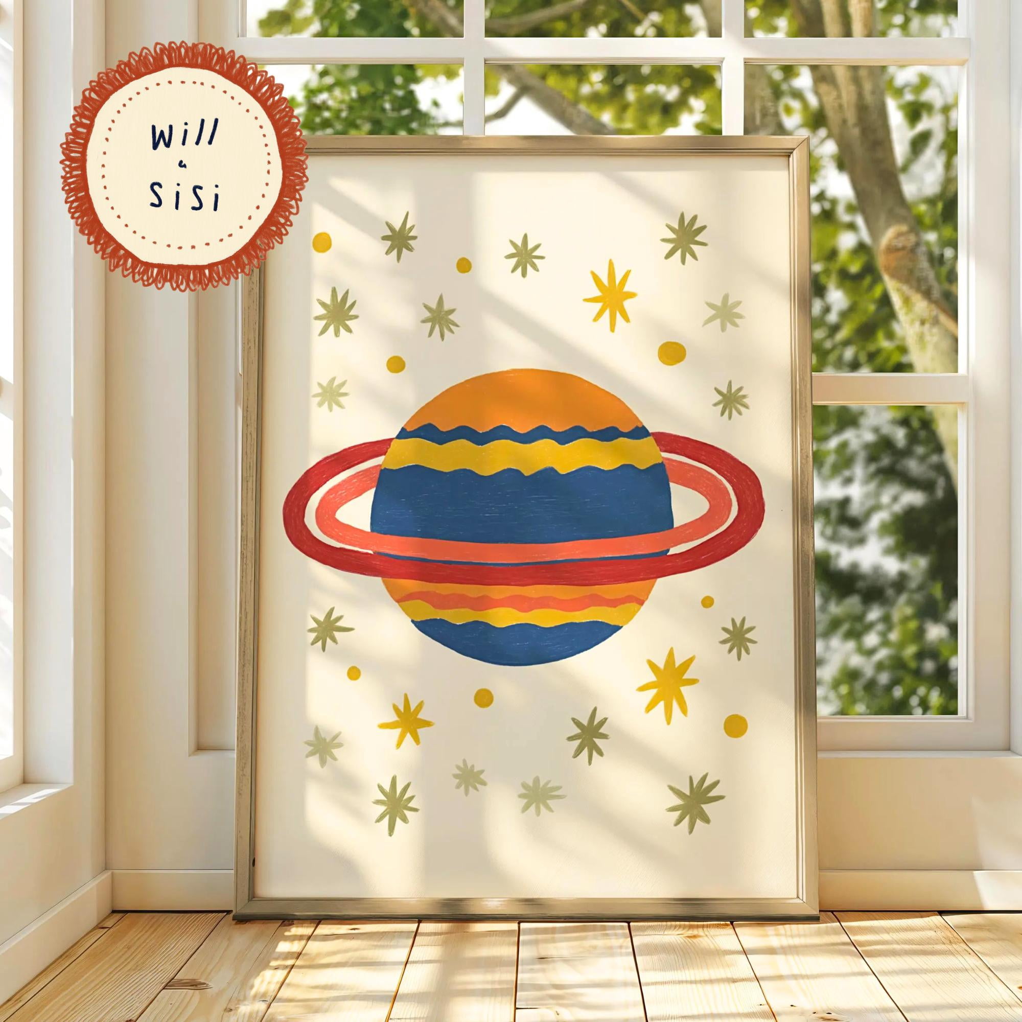 Planet Nursery Wall Art Printed Space Kids Room Decor Solar System Nursery Print Outer Space Wall Art Toddler Bedroom Playroom Decor | 12 Poster Only