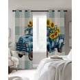 thumbnail image 4 of Blue Truck Yellow Sunflower Kitchen Curtains Summer Teal Plaid Vintage Cafe Short Curtains for Bathroom Blackout Window Curtain Grommet Small Window Treatment Drapes for Bedroom Living Room 42"x45"x2, 4 of 9