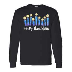 Happy Hanukkah Lit Candles Long Sleeve T-Shirt