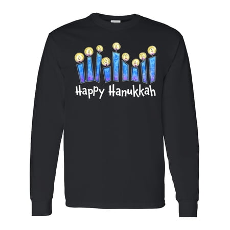Happy Hanukkah Lit Candles Long Sleeve T-Shirt
