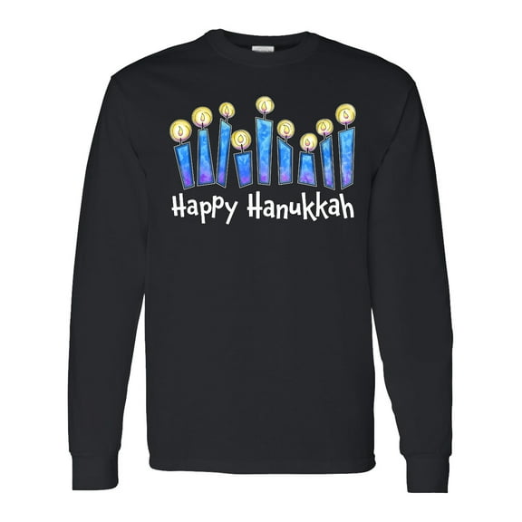 Inktastic Happy Hanukkah with Lit Candles Long Sleeve T-Shirt