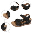 thumbnail image 6 of Rokment Women's Orthopedic Platform Wedge Walking Sandals with Arch Support Boho Beach Trendy Casual Flower Orthotic Chunky High Heels Dress Summer Shoes for Vacation Black Size 6, 6 of 8