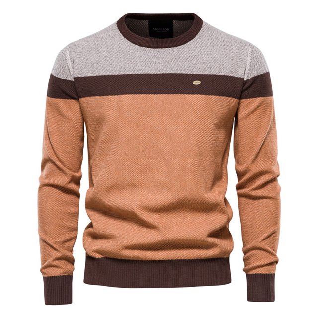 Pull à Manches Longues Rayé Automne 2023 pour Hommes, Pull Décontracté à Col Rond