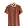 thumbnail image 3 of Mens Soft Embroidery Contrast Color Lapel Short Sleeve Shirt Loose Business Tops, 3 of 8