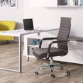 thumbnail image 2 of JJUN Ergonomic Office Desk Chair, Executive Ribbed Mid-Back PU Leather Conference Room Chair Adjustable Swivel Chair with Arms (1, Brown), 2 of 15