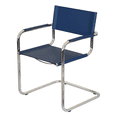 thumbnail image 4 of Breuer Chair Company Mart Stam Cantilever Armchair Arm Chair w/ Chrome Steel Frame & Blue Bonded Leather by Furnish Theory, 4 of 7