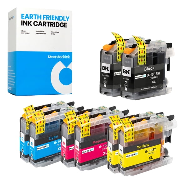 OverstockInk LC103 Printer Ink Cartridge Compatible for Brother LC103 Ink for MFC-J875DW (2 each Black, Cyan, Magenta, Yellow)