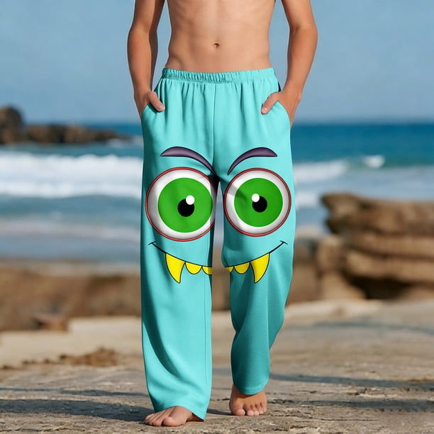 Pantalones largos para niños y niñas, de moda, estampados, casuales, de playa, con bolsillos.