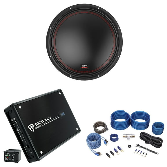 MTX 5512-22 12" 800 Watt DVC 2-ohm Car Audio Subwoofer Mono Amplifier Amp Kit