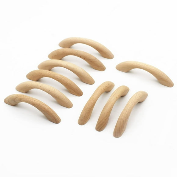 WEICHUAN 10 Pcs Boutons de Tiroir en Bois Non Finis Poignées - Meubles de Cuisine Commode Armoire Poignées de Tiroir Poignées (Longueur Totale: 3-5/8 Pouces Distance Trou à Trou: 2-1/2 Pouces)