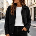 thumbnail image 7 of Enjoytime Lightweight Jacket Women Fall Winter Lapel Collar Zip Up Cropped Coat Casual Trendy Long Sleeve Outerwear, 7 of 7
