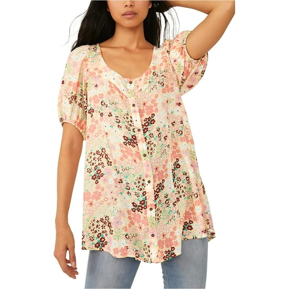 Free People Callie Printed Tunic Vintage Combo LG Womens 12-14