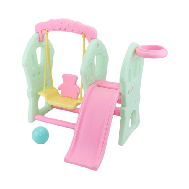 Columpio Para Muñecas Para Niños, Juego De Casa De Muñecas Con Tobogán Y Columpio Con Aro De Baloncesto