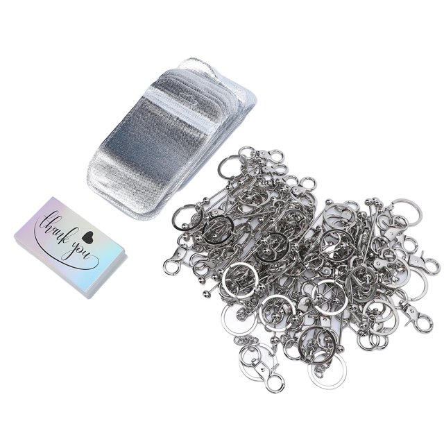 Kit De Barra Y Tarjeta Para Llavero Con Cuentas, Barra De Llavero Con Cuentas Versátil Y Plateada Resistente Con Bolsas Para Tarjetas De Agradecimiento Para Billetera