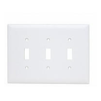 3-Gang Toggle Switch Plate, Jumbo, Nylon, White Legrand TPJ3-W 785007025385