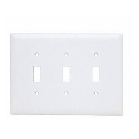 3-Gang Toggle Switch Plate, Jumbo, Nylon, White Legrand TPJ3-W 785007025385