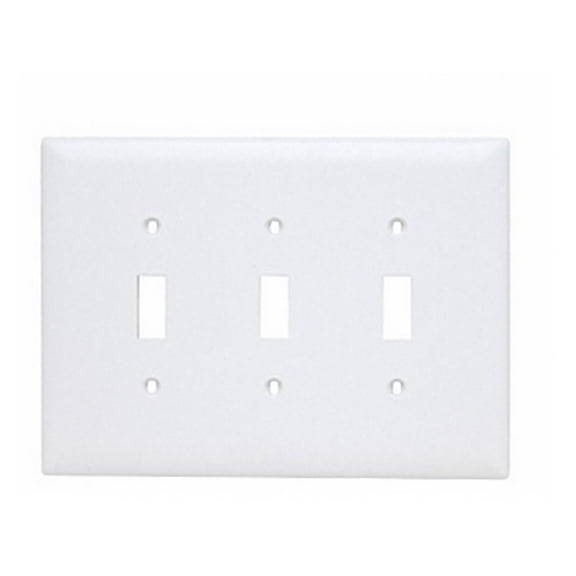 3-Gang Toggle Switch Plate, Jumbo, Nylon, White Legrand TPJ3-W 785007025385