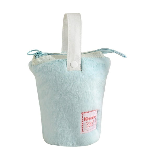 Estuche de peluche para lápices, organizador para dormitorio, estuche portátil para bolígrafos, papelería para adultos, almacenamiento Azul claro