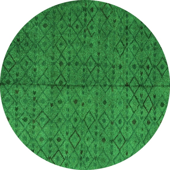 Ahgly Company Indoor Round Abstract Green Modern Area Rugs, 7' Round