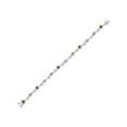 thumbnail image 2 of Gem Stone King 925 Sterling Silver Green Tourmaline and Pink and White Lab Grown Diamond Bracelet for Women (2.27 Cttw, Gemstone October Birthstone, Round 4MM, 7 inch), 2 of 6