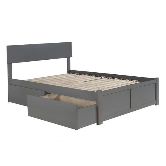 Orlando Platform Bed with Flat Panel Foot Board and 2 Urban Bed Drawers, Multiple Colors, Multiple Sizes