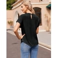 thumbnail image 3 of Weardear Chiffon Work Blouses for Women Dressy Casual Swiss Dots Short Sleeve Tops Back Button Flowy Summr Shirt Tunic Tops, 3 of 10