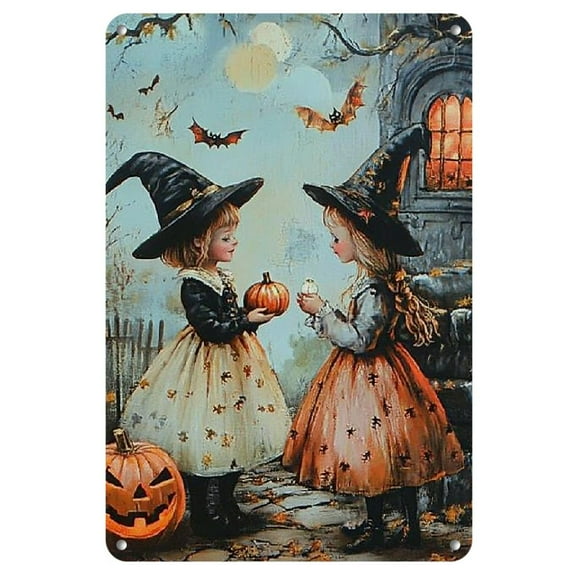 Chic Vintage Halloween Metal Tin Sign - Humorous Iron Wall Art for Home, Bar, Cafe & Garden Decor, 8x12 Inches