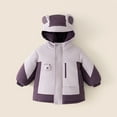 thumbnail image 2 of BFHHYA Kids Sherpa-Lined Shell Jacket Boys Girls Windproof Waterproof Outdoor Thickened Parka Winter Colorblock Warm Hooded Coat for Ski Trips (1-10Y), 2 of 9