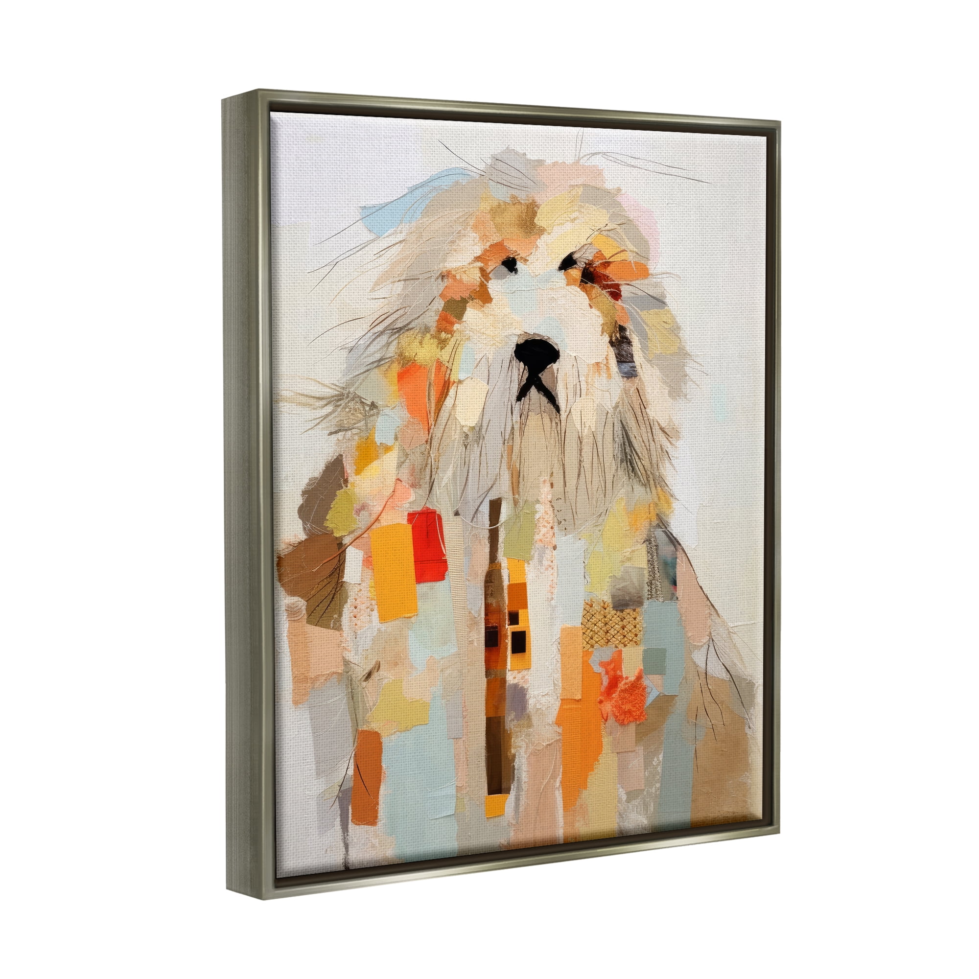 Stupell Industries Modern Pet Collage Animals & Insects Painting Gray Floater Framed Canvas Art Print Wall Art, 17 x 21
