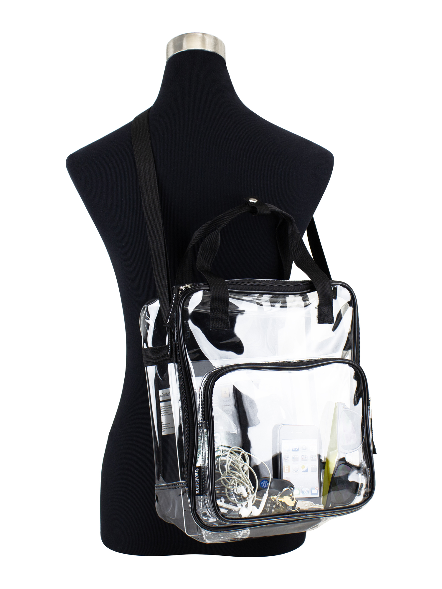 Eastsport Clear Double Handle Stadium Tote, Black Trim photo 2