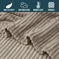 thumbnail image 4 of PAVILIA Super Soft Fleece Throw Blanket Taupe Tan Camel, Luxury Fuzzy Plush Flannel Throw, Warm Cozy Ribbed Microfiber Blanket for Sofa Couch Bed, Lightweight Striped Blanket, Taupe, 50x60, 4 of 9