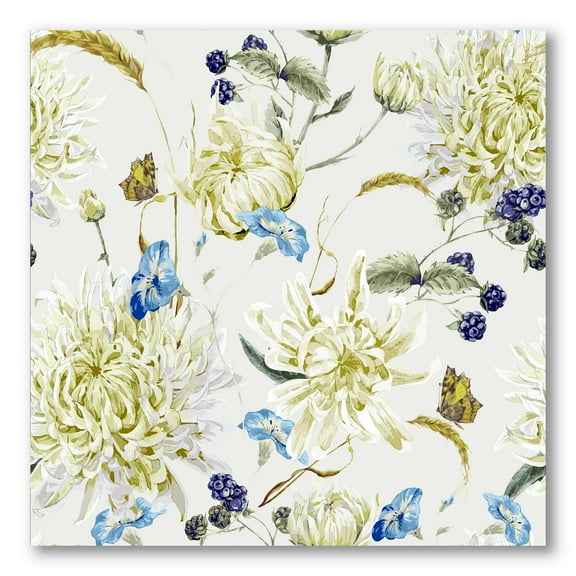 Designart ' Ancient Yellow Chrysanthemus II ' Traditional Canvas Wall Art Print