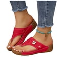 thumbnail image 4 of Womens Navy Wedge Sandals Comfortable Walking Shoes with Cushioned Insole, Breathable Cut-Out Thong Sandals for Women Casual Summer,Size 5.5, 4 of 9